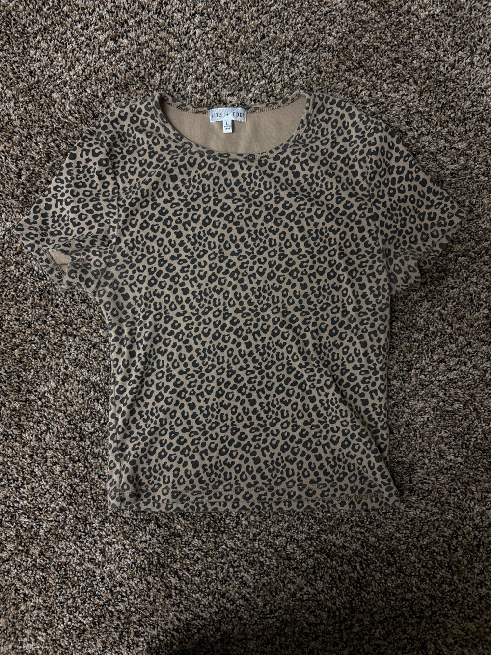 Fitz + Eddi Leopard Print Short Sleeve Tee in Beige